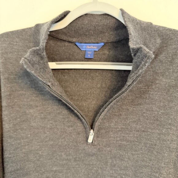 🖤 David Donahue Men’s Charcoal Gray 1/4 Zip Sweater (Size L) - Picture 4 of 5